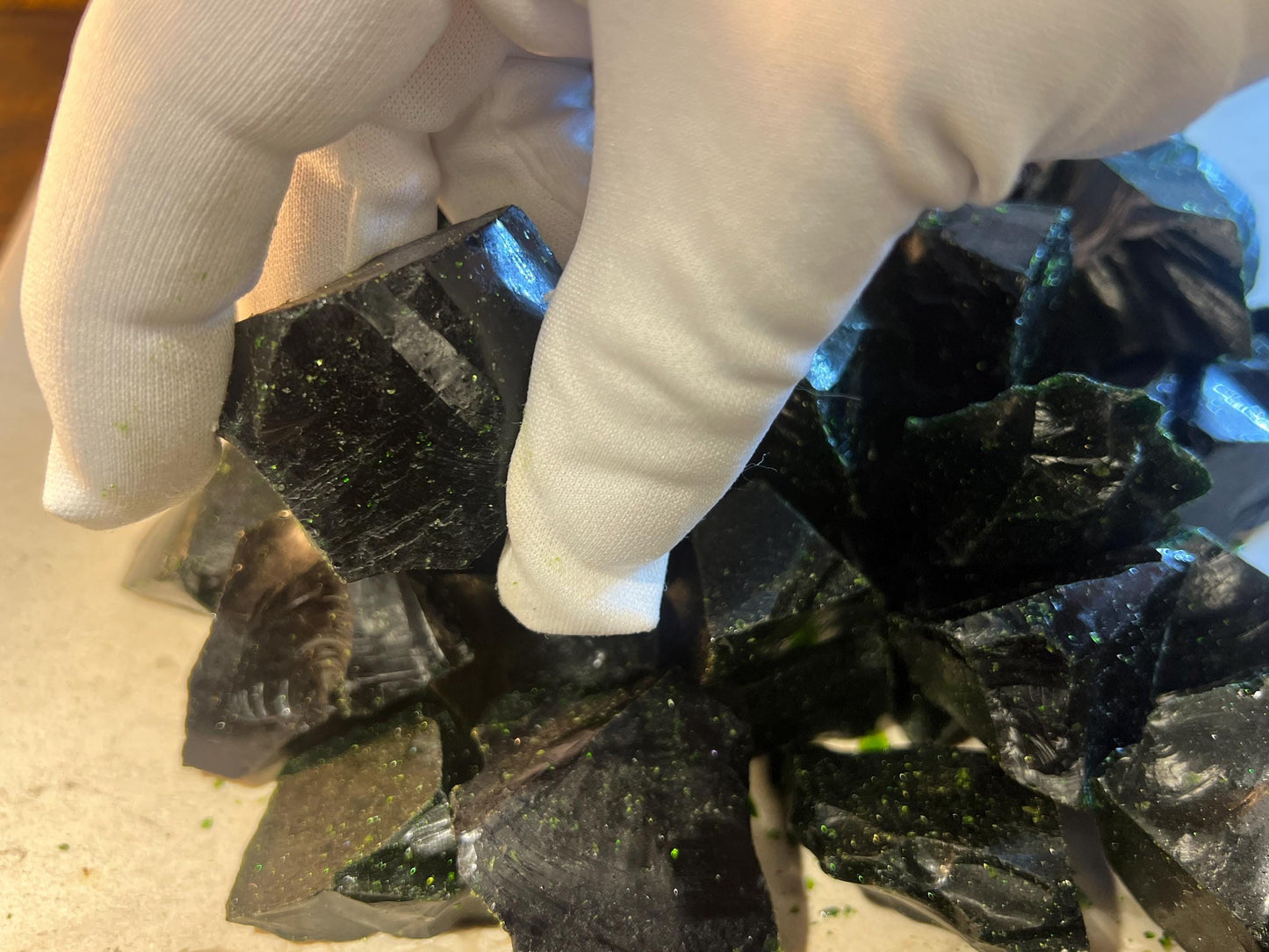 Glittering Green Goldstone Raw Crystal Polished Carved Crystal for Distraction from Anxiety or Worry Home Decor Holiday Xmas Meditation