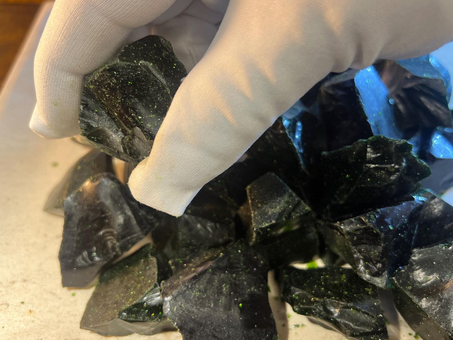 Glittering Green Goldstone Raw Crystal Polished Carved Crystal for Distraction from Anxiety or Worry Home Decor Holiday Xmas Meditation