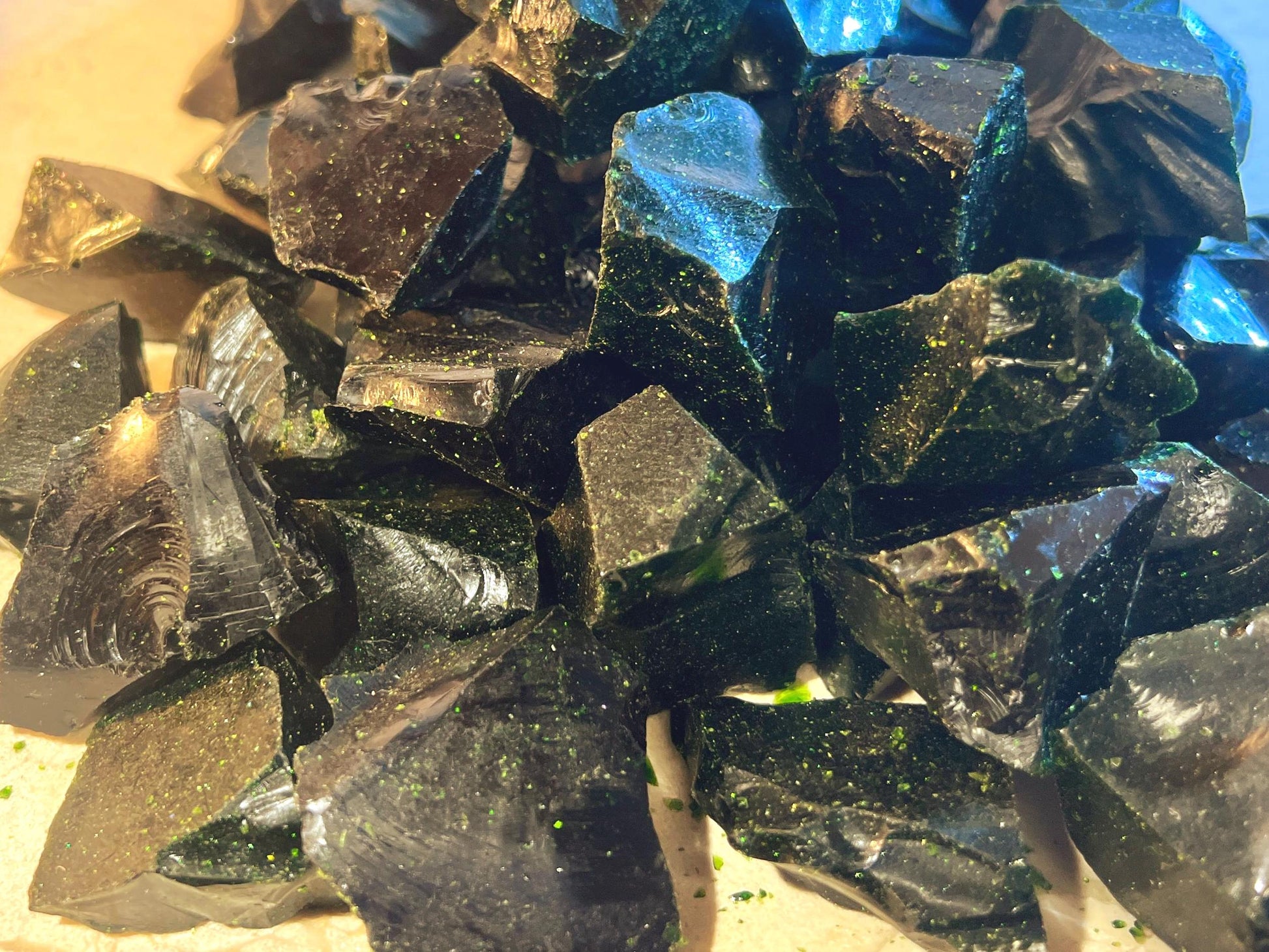 Glittering Green Goldstone Raw Crystal Polished Carved Crystal for Distraction from Anxiety or Worry Home Decor Holiday Xmas Meditation