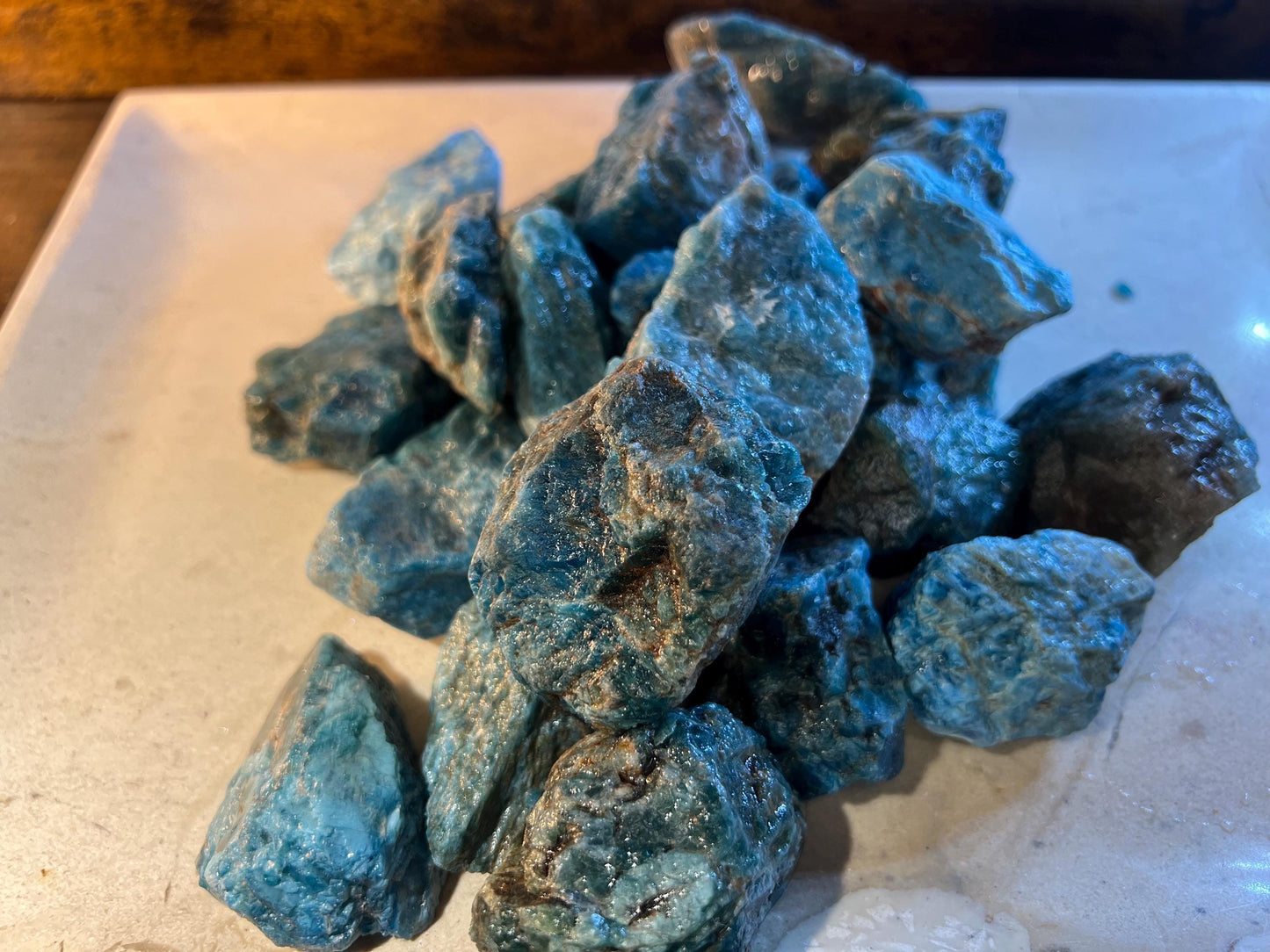 Raw Blue Apatite Crystals Natural Crystal Worry Stone Home Decor Anxiety Pocket Distraction Meditation Gift Birthday Christmas