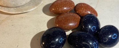 Orange & Purple Goldstone Palm Stone: Meditation Crystal Gift Home Decor Worry Pocket Stress Anxiety Palm Stone