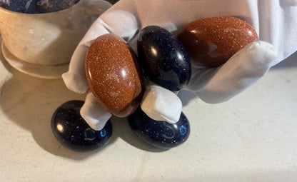 Orange & Purple Goldstone Palm Stone: Meditation Crystal Gift Home Decor Worry Pocket Stress Anxiety Palm Stone