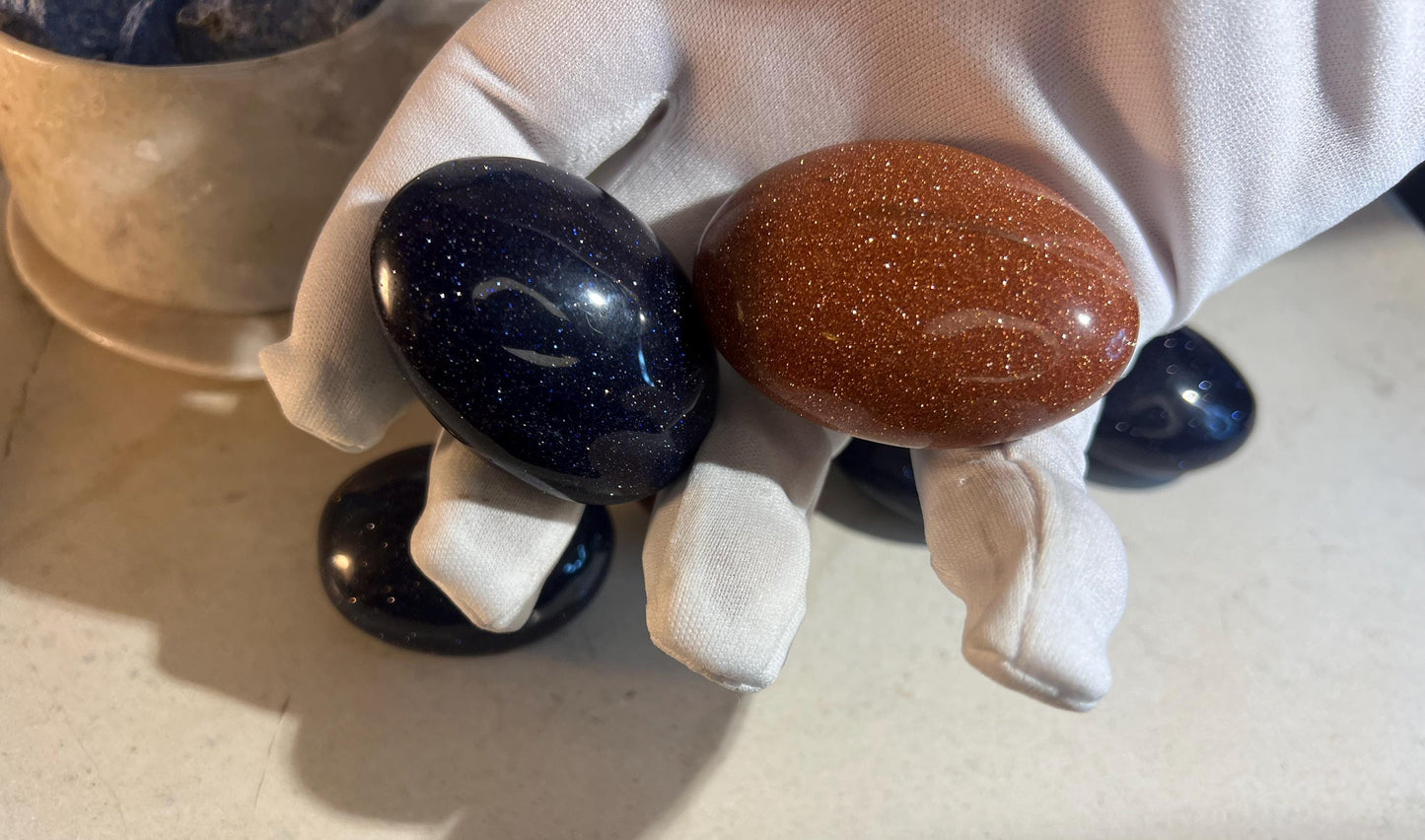 Orange & Purple Goldstone Palm Stone: Meditation Crystal Gift Home Decor Worry Pocket Stress Anxiety Palm Stone