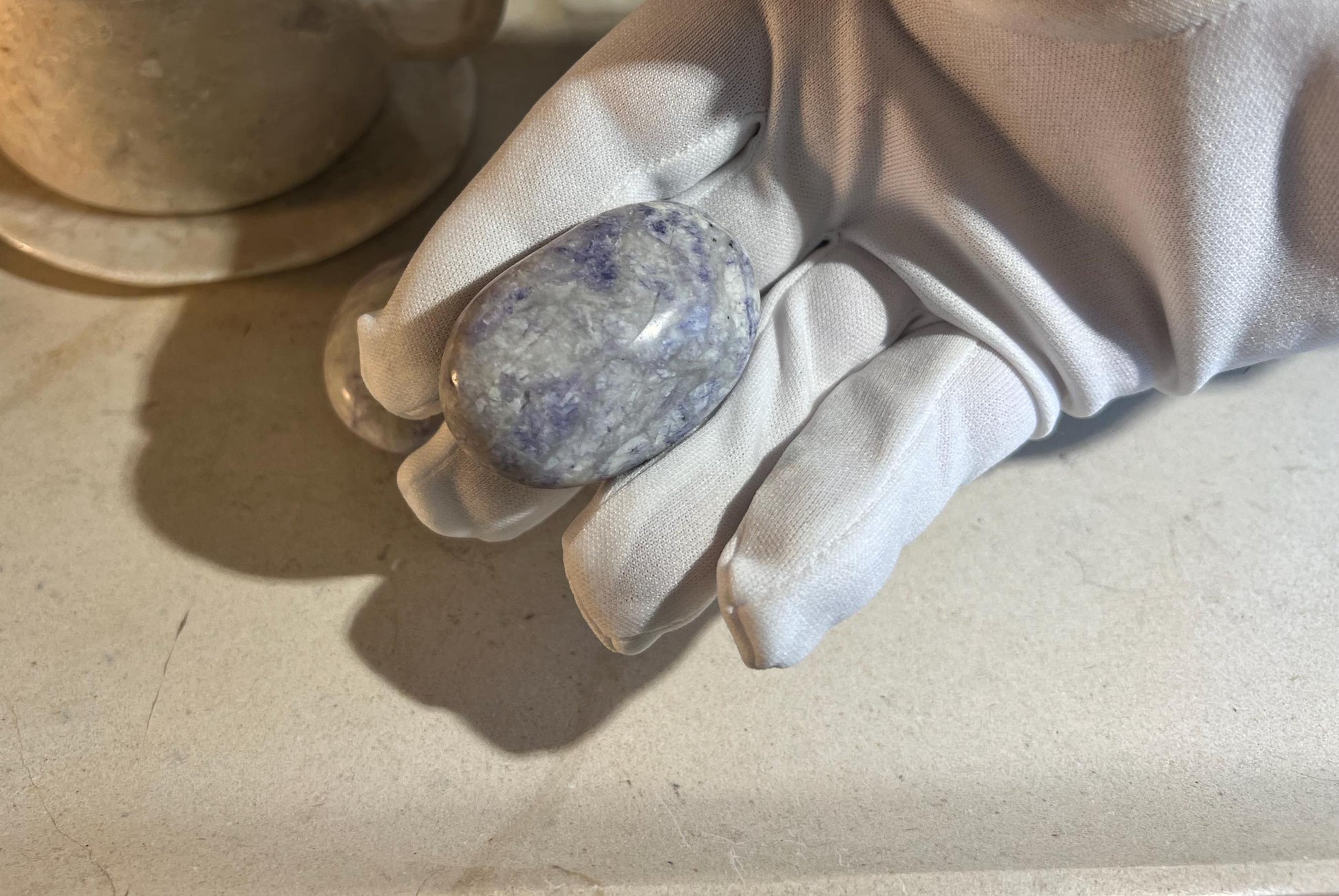 Rare Purple Sodalite Natural Medium Palm Stone Smooth Polished Carved Crystal Distraction Anxiety Christmas Xmas Birthday Gift Worry Anxiety