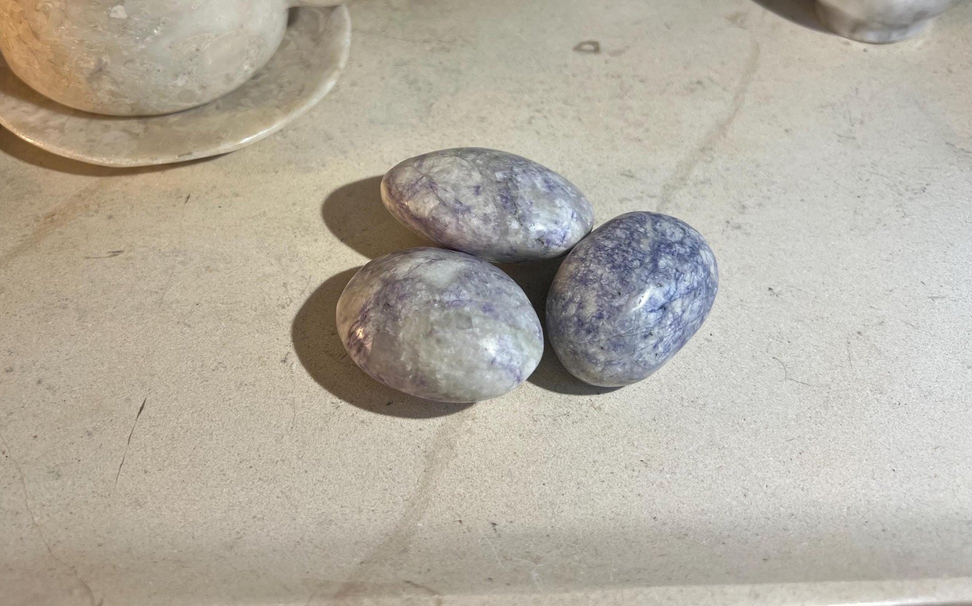Rare Purple Sodalite Natural Medium Palm Stone Smooth Polished Carved Crystal Distraction Anxiety Christmas Xmas Birthday Gift Worry Anxiety