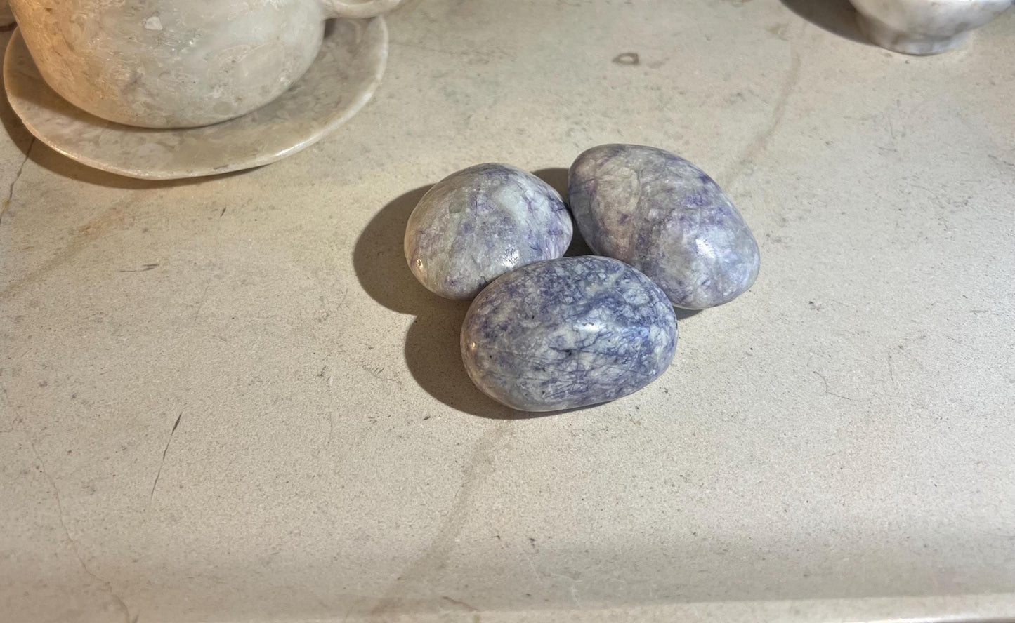 Rare Purple Sodalite Natural Medium Palm Stone Smooth Polished Carved Crystal Distraction Anxiety Christmas Xmas Birthday Gift Worry Anxiety