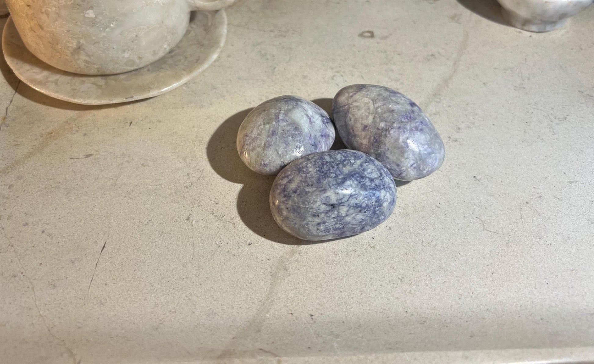 Rare Purple Sodalite Natural Medium Palm Stone Smooth Polished Carved Crystal Distraction Anxiety Christmas Xmas Birthday Gift Worry Anxiety
