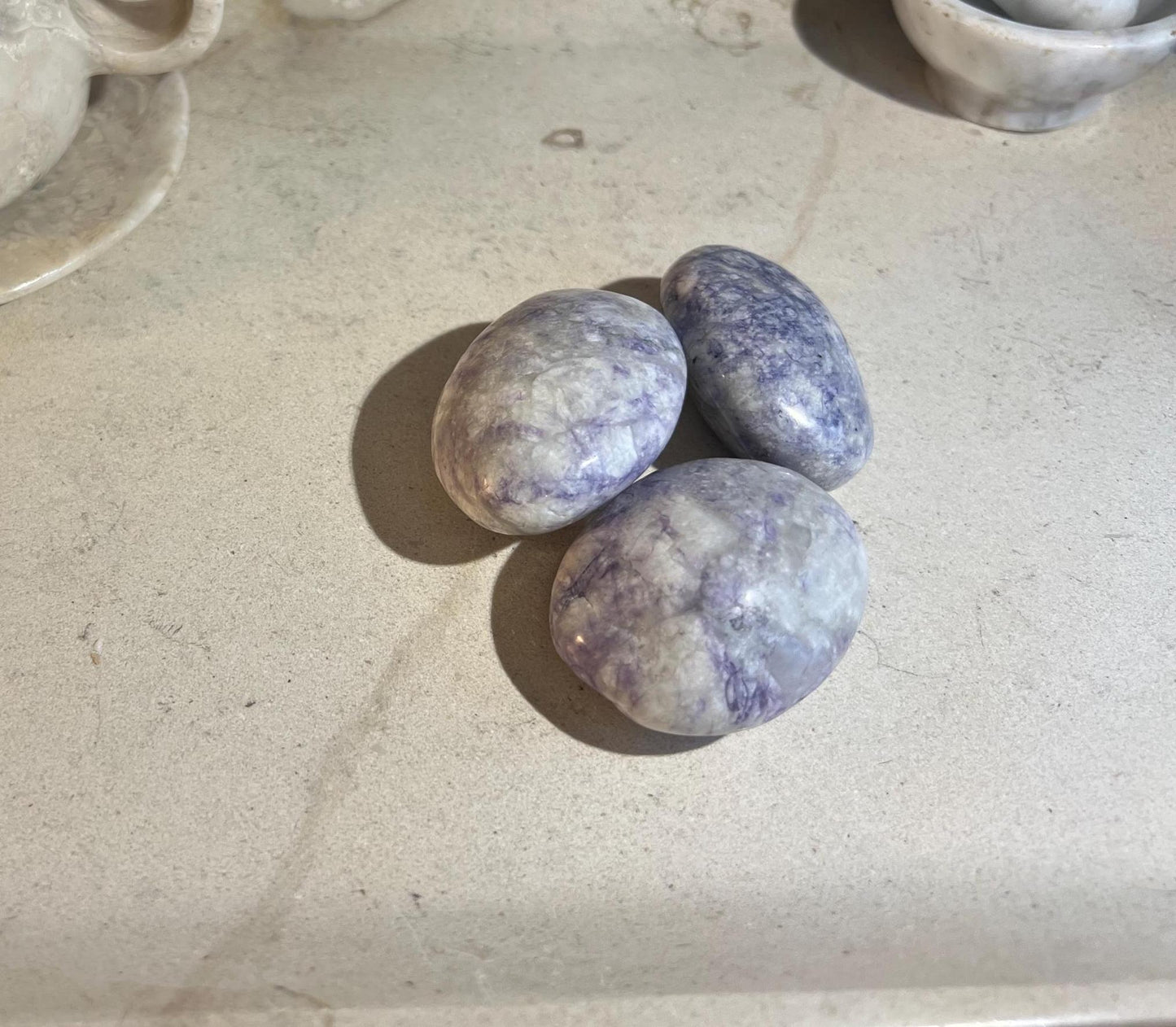 Rare Purple Sodalite Natural Medium Palm Stone Smooth Polished Carved Crystal Distraction Anxiety Christmas Xmas Birthday Gift Worry Anxiety