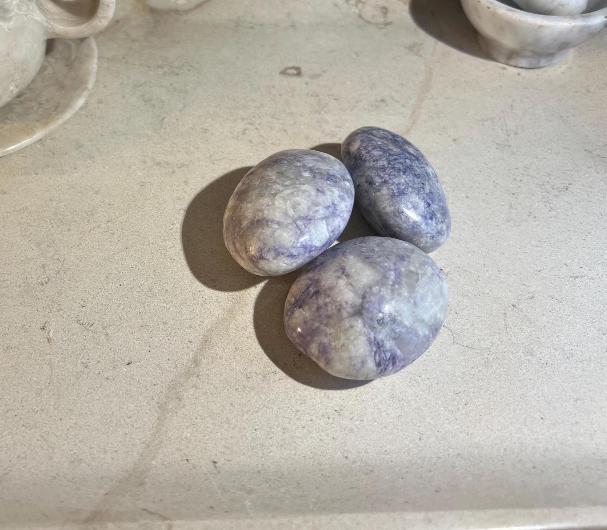 Rare Purple Sodalite Natural Medium Palm Stone Smooth Polished Carved Crystal Distraction Anxiety Christmas Xmas Birthday Gift Worry Anxiety