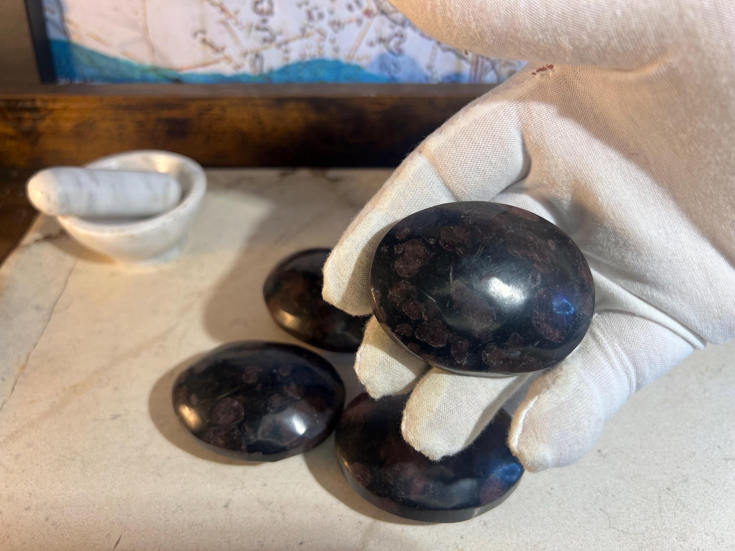 Polished Garnet Palm Stone: Home Decor, Anxiety Relief Home Decor Worry Pocket Stress Anxiety Palm Stone