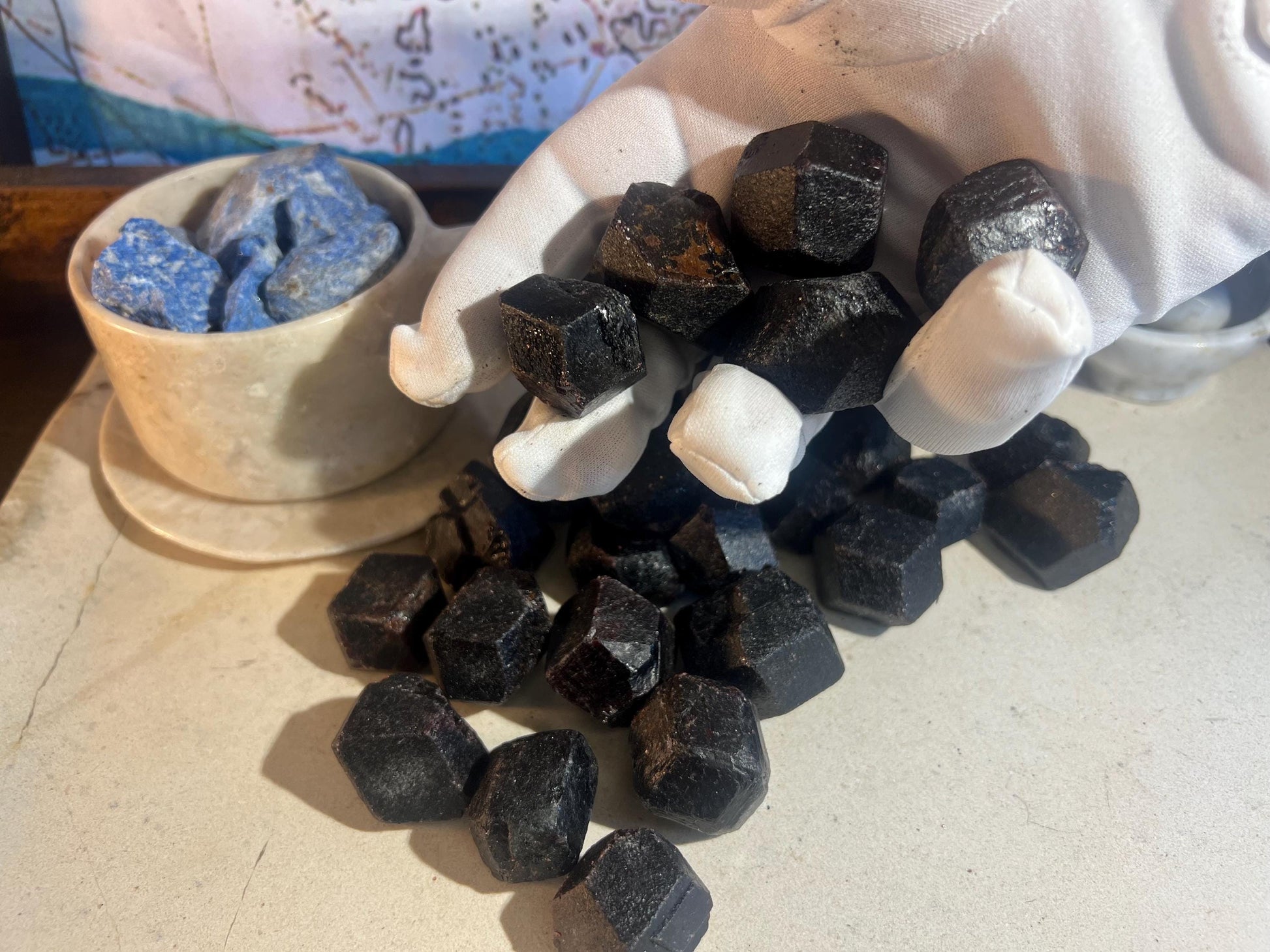 Raw Black Garnet Palm Stones: Arts, Crafts, and Home Decor