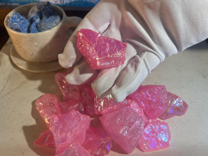 Angel Aura Pink Quartz Crystal: Raw Carved Stone for Meditation