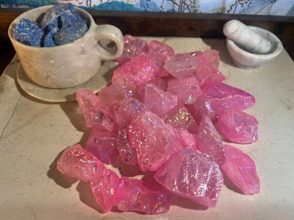 Angel Aura Pink Quartz Crystal: Raw Carved Stone for Meditation