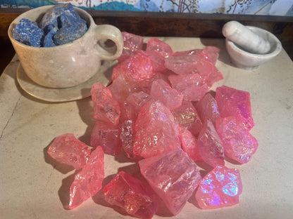 Angel Aura Pink Quartz Crystal: Raw Carved Stone for Meditation