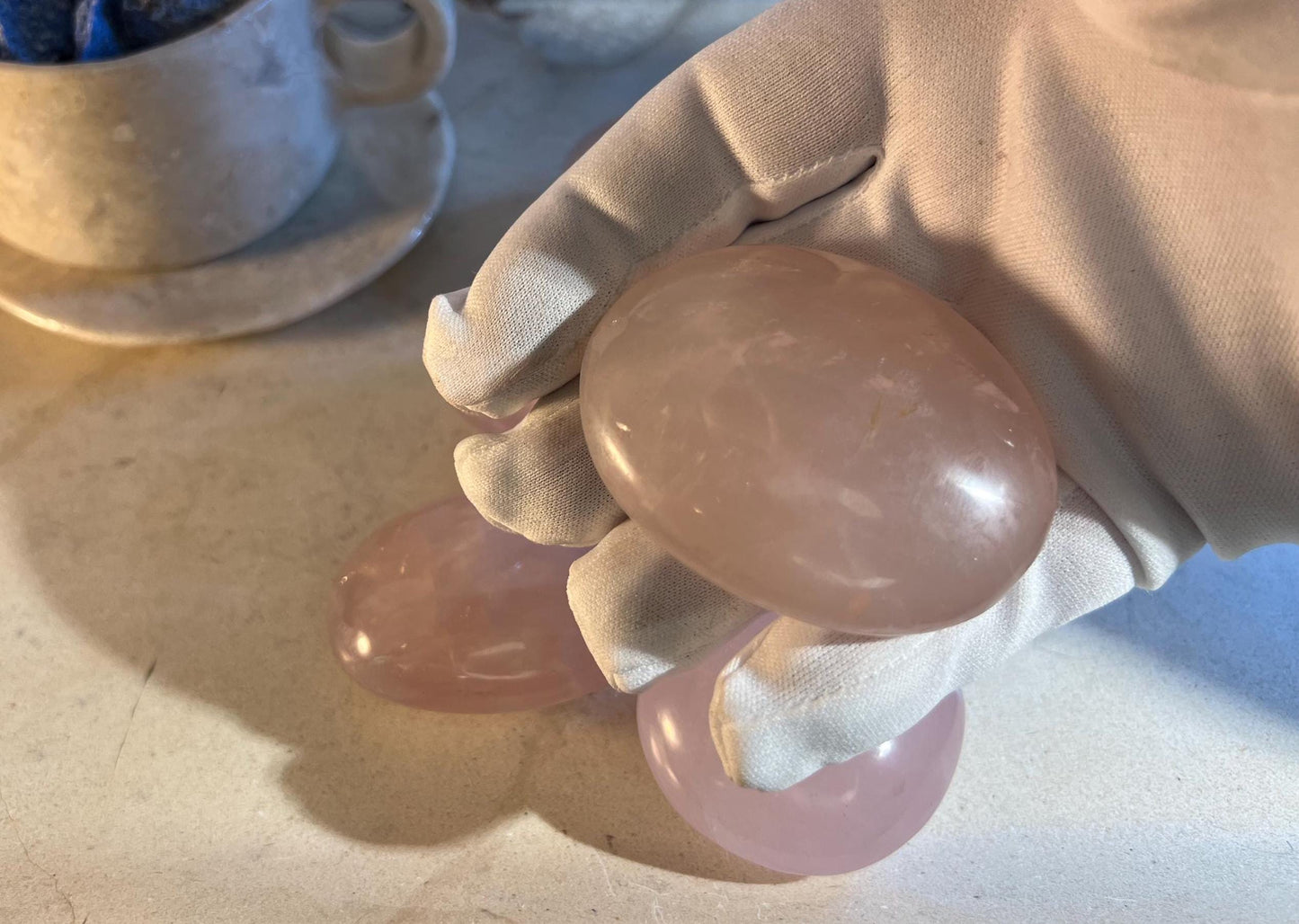 Polished Rose Quartz Palm Stone Natural Crystal Polished Worry Stone Home Decor Anxiety Pocket Distraction Meditation Birthday Christmas