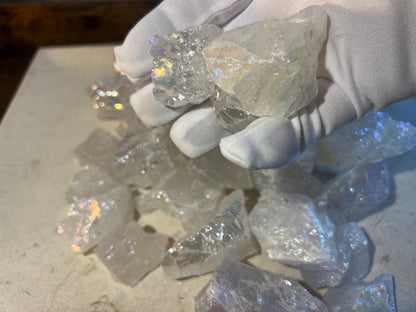Angel Aura Clear Quartz Crystal: Raw Carved Stone for Meditation