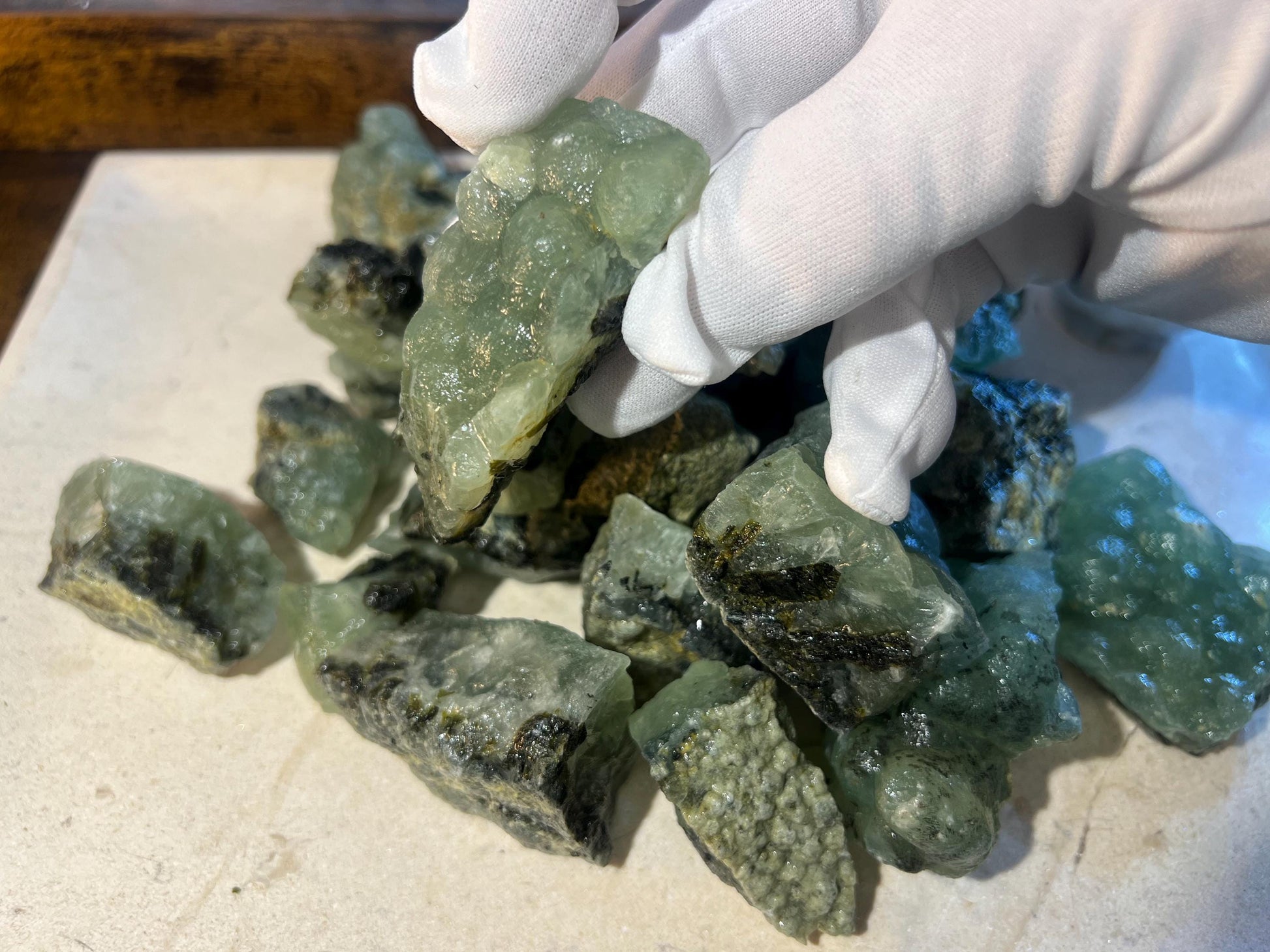 Raw Prehnite Crystal Stones Anxiety Stress Worry Relief Gift Home Decor Birthday Christmas Xmas Meditation Collection Student Son Daughter