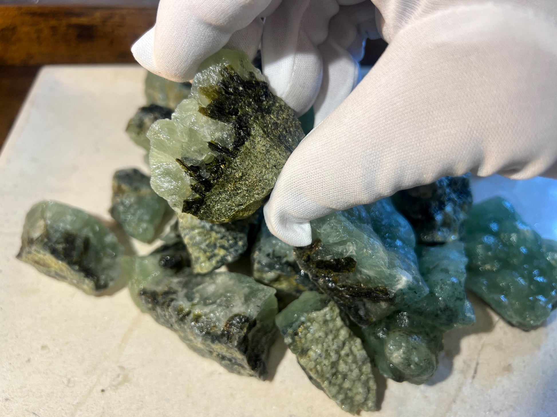 Raw Prehnite Crystal Stones Anxiety Stress Worry Relief Gift Home Decor Birthday Christmas Xmas Meditation Collection Student Son Daughter
