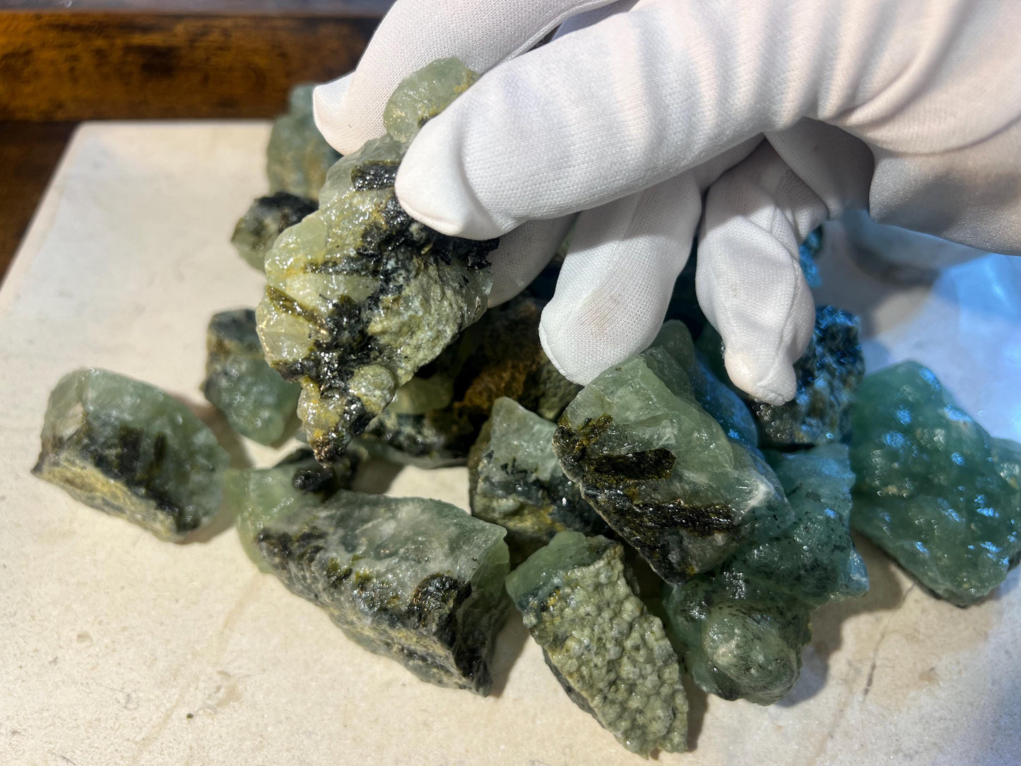 Raw Prehnite Crystal Stone: Anxiety & Stress Relief, Home Decor