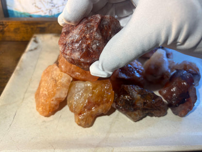 Raw Brazilian Fire Quartz Crystals: Untreated Hematoid Quartz Stones