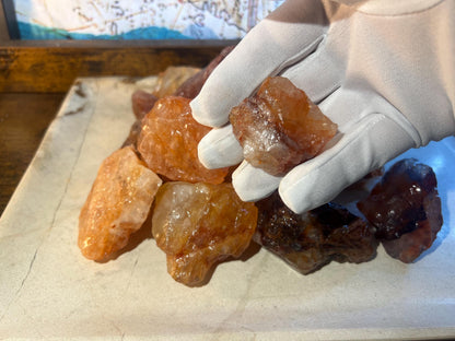 Raw Brazilian Fire Quartz Crystals: Untreated Hematoid Quartz Stones