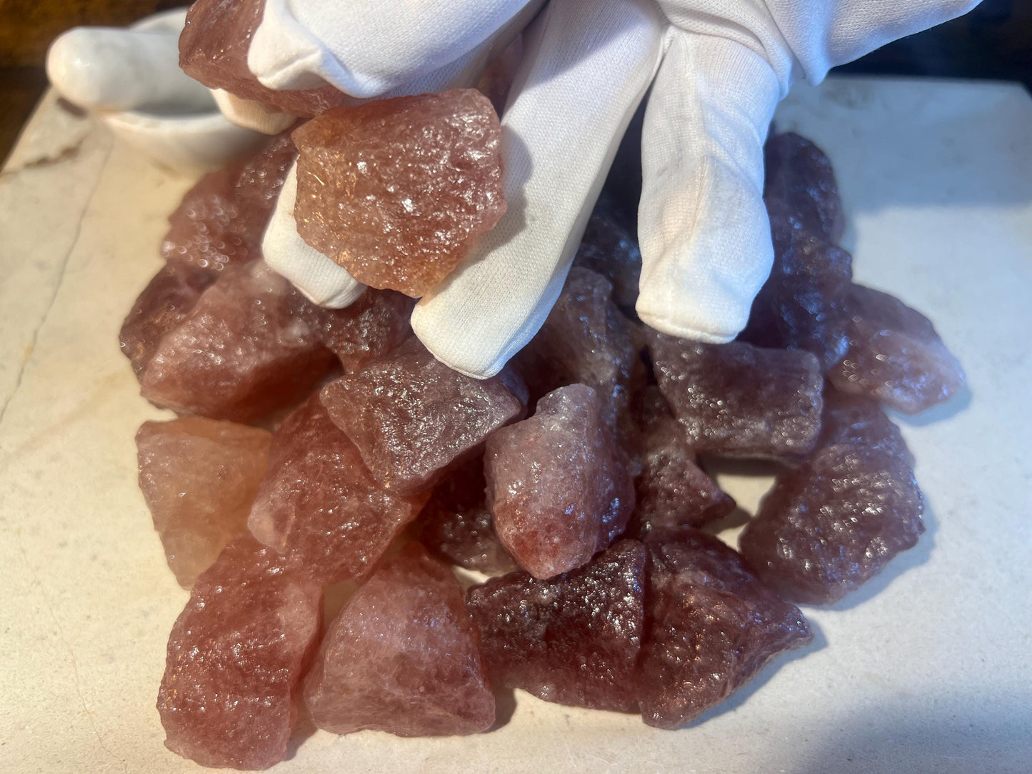 Raw Strawberry Quartz Crystals: Untreated Healing Stones, Home Decor