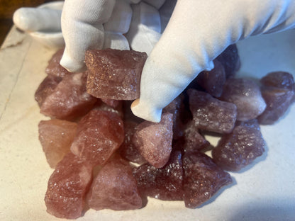 Raw Strawberry Quartz Crystals: Untreated Healing Stones, Home Decor