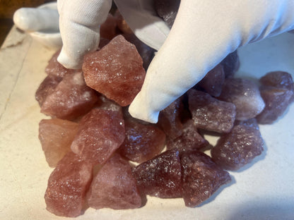 Raw Strawberry Quartz Crystals: Untreated Healing Stones, Home Decor