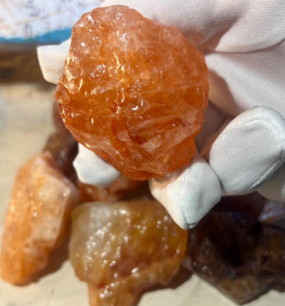 Raw Brazilian Fire Quartz Crystals: Untreated Hematoid Quartz Stones