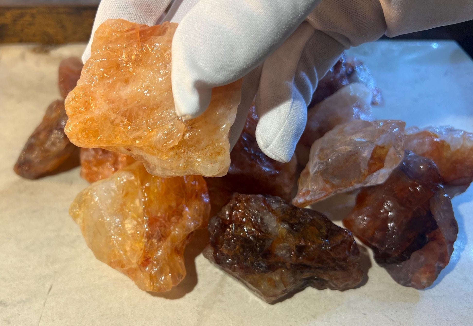 Raw Brazilian Fire Quartz Crystals: Untreated Hematoid Quartz Stones