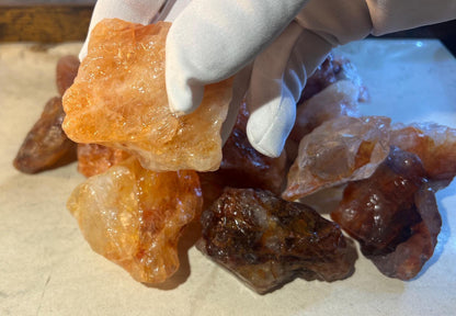 Raw Brazilian Fire Quartz Crystals: Untreated Hematoid Quartz Stones