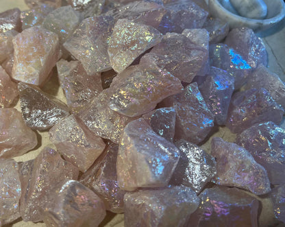 Angel Aura Rose Quartz Crystal: Raw Carved Stone for Anxiety Relief