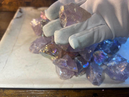 Angel Aura Amethyst Raw Crystal: Iridescent Home Decor, Crafting Stone