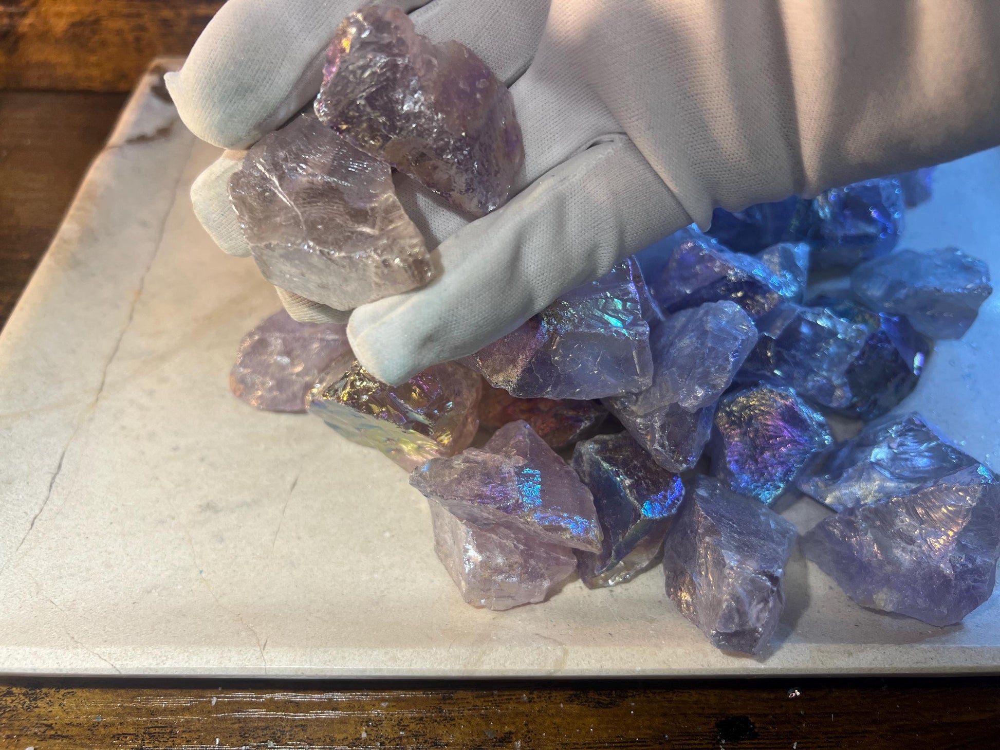 Angel Aura Amethyst Raw Crystal: Iridescent Home Decor, Crafting Stone