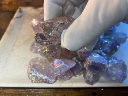 Angel Aura Amethyst Raw Crystal: Iridescent Home Decor, Crafting Stone