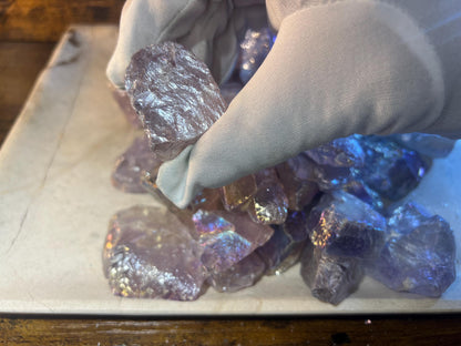 Angel Aura Amethyst Raw Crystal: Iridescent Home Decor, Crafting Stone