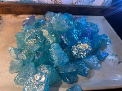 Angel Aura Aqua Quartz Raw Crystals: Iridescent Home Decor, Crafting