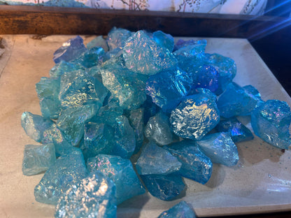Angel Aura Aqua Quartz Raw Crystals: Iridescent Home Decor, Crafting