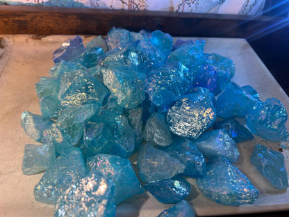 Angel Aura Aqua Quartz Raw Crystals: Iridescent Home Decor, Crafting