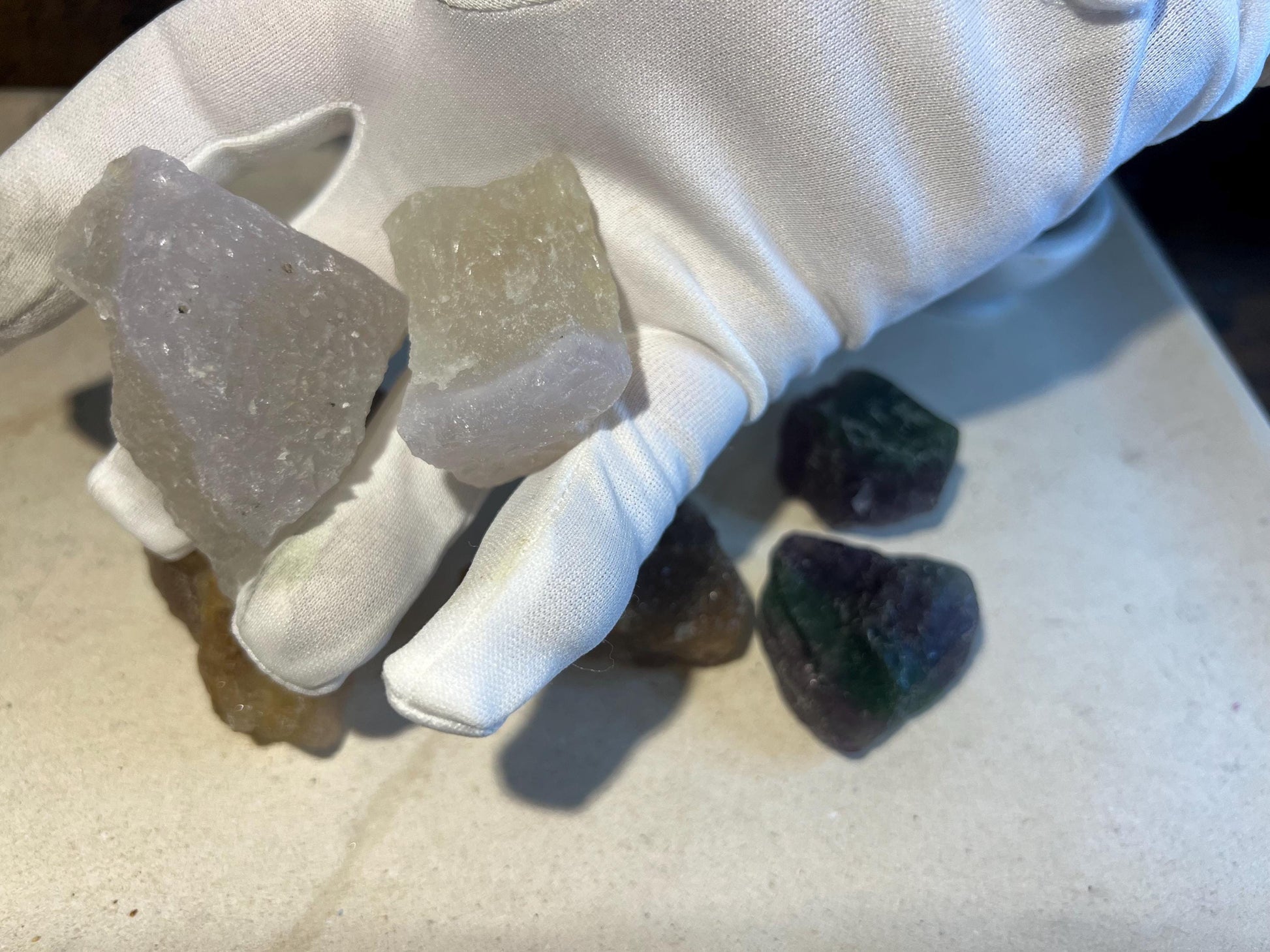 Raw Fluorite Crystal Set: Rainbow, Yellow, Candy - Home Decor