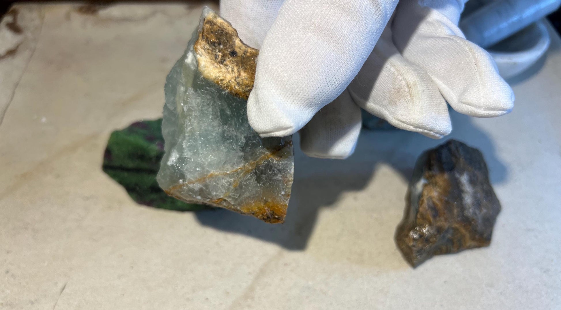 Raw Crystal Healing Power Pack: Blue Apatite, Ruby Fuchsite, Blue Onyx