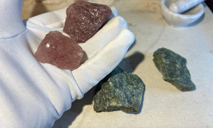 Raw Crystal Power Pack: Strawberry Quartz, Labradorite, Green Jade