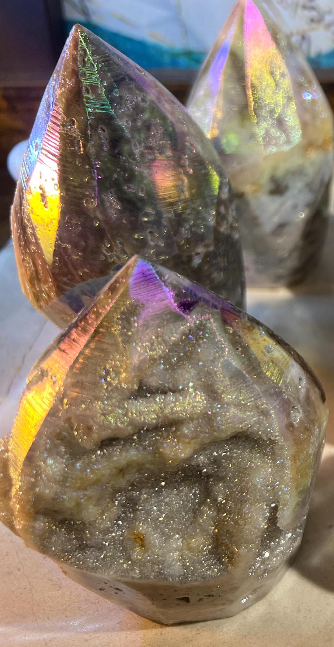 Angel Aura Quartz Carved Polished Statues Carved Crystal Distraction Pocket Worry Anxiety Home Gift Drusy Christmas Meditation Birthday