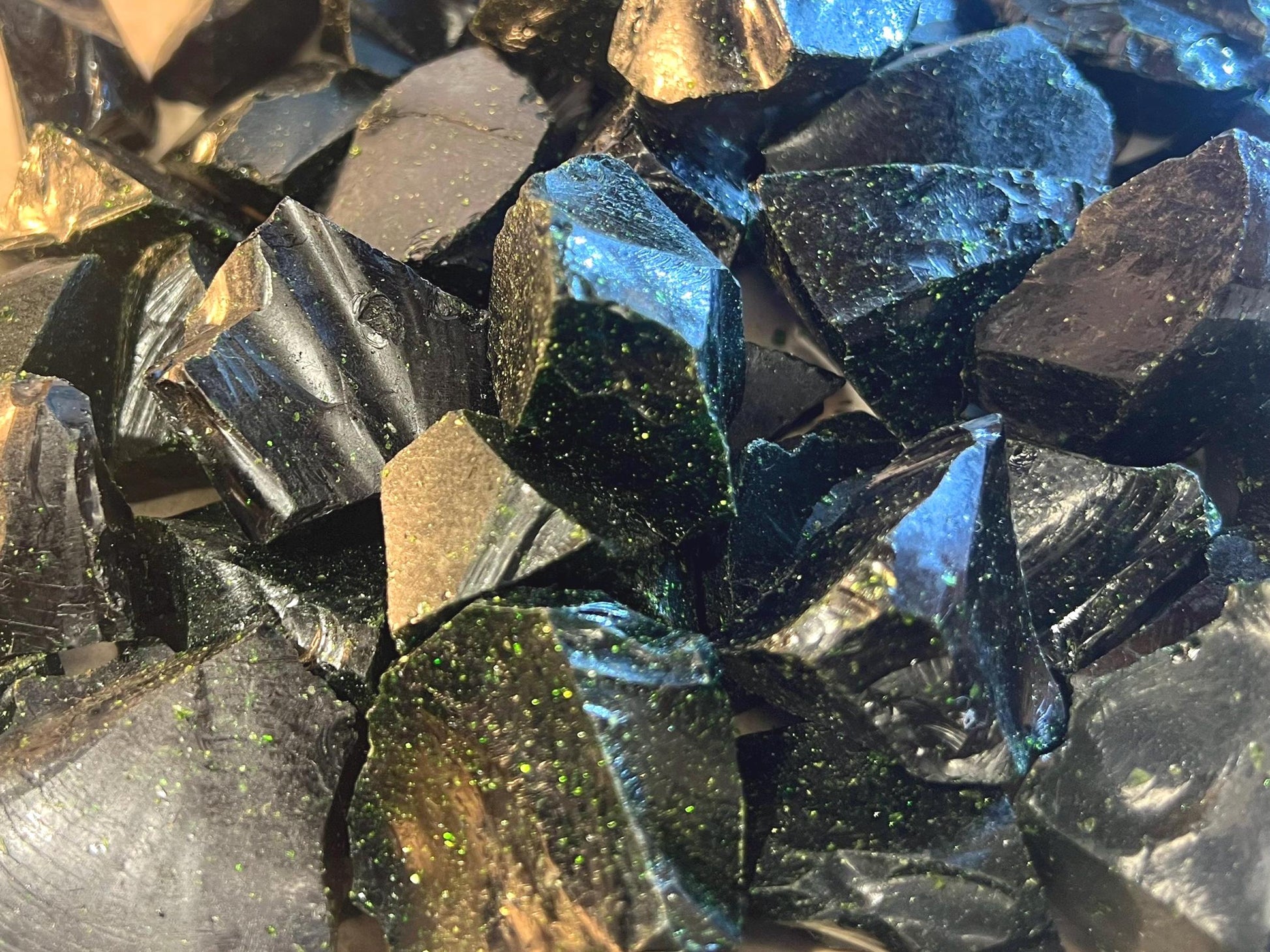 Glittering Green Goldstone Raw Crystal Polished Carved Crystal for Distraction from Anxiety or Worry Home Decor Holiday Xmas Meditation