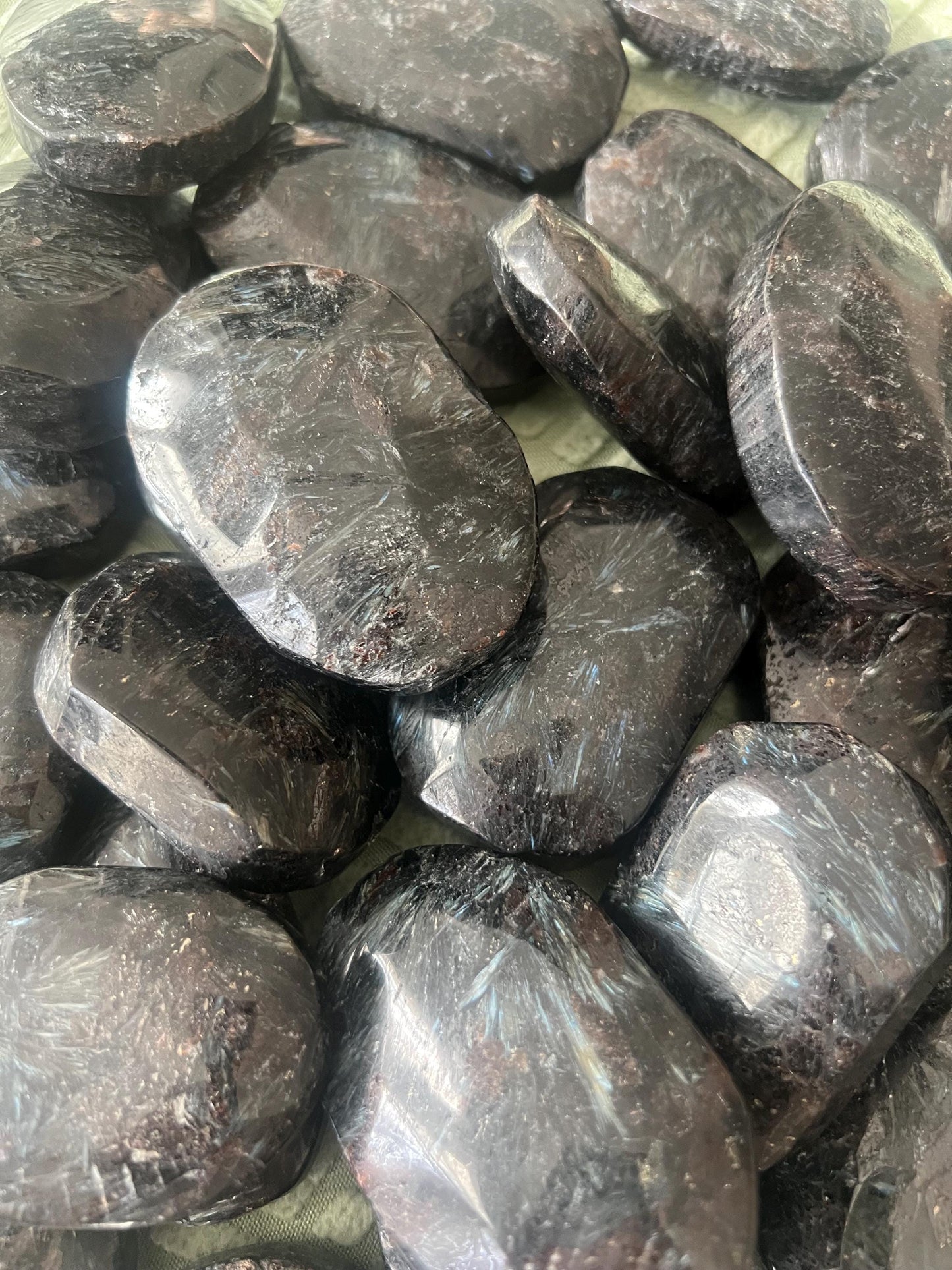 Rare Swedish Arfvedsonite Palm Stone: Polished Worry Stone Home Decor Worry Pocket Stress Anxiety Palm Stone