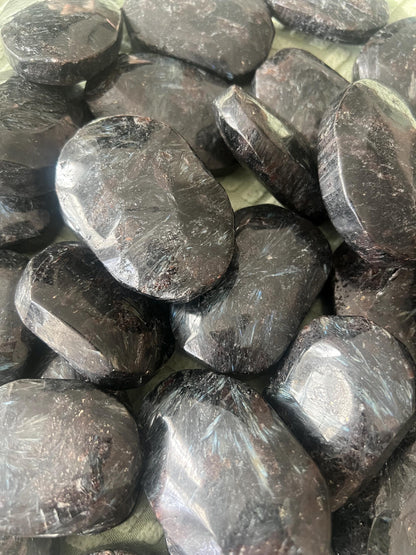 Rare Swedish Arfvedsonite Palm Stone: Polished Worry Stone Home Decor Worry Pocket Stress Anxiety Palm Stone