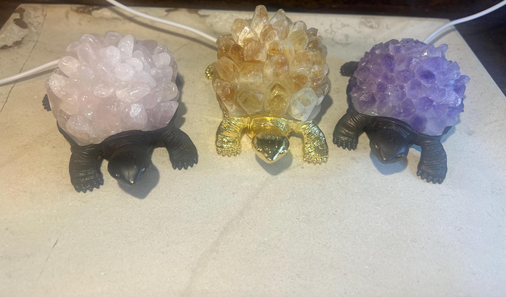 Turtle Nightlight Crystal Shell Gemstone Polished Pyramid Sleeping Stones Anxiety Worry Christmas Home Desk Decor Xmas Gift Desk Nightstand