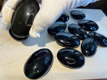 Rainbow Obsidian Palm Stone: Polished Crystal for Anxiety, Meditation Home Decor Worry Pocket Stress Anxiety Palm Stone