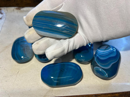 German Blue Sardonyx Palm Stone Polished Worry Stone Home Decor Home Decor Anxiety Pocket Home Decor Worry Pocket Stress Anxiety Palm Stone