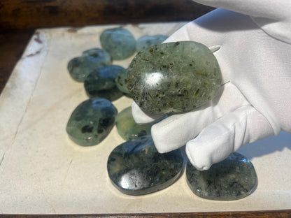Raw Prehnite Crystal Palm Stone: Anxiety Relief Fidget Stone Home Decor Worry Pocket Stress Anxiety Palm Stone